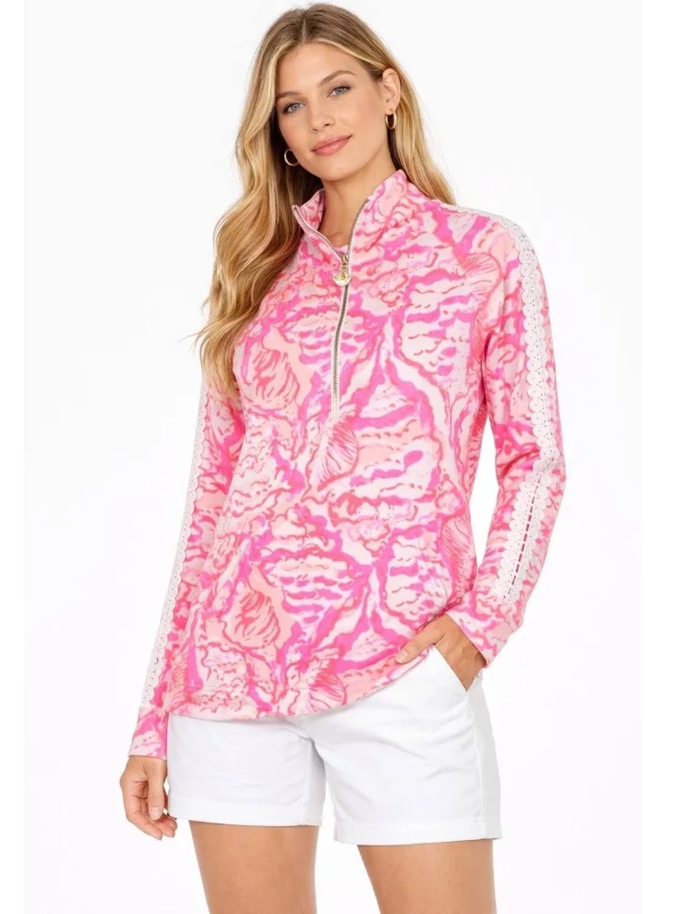 Lilly Pulitzer Skipper Popover Coral size Medium UPF 50 NWT